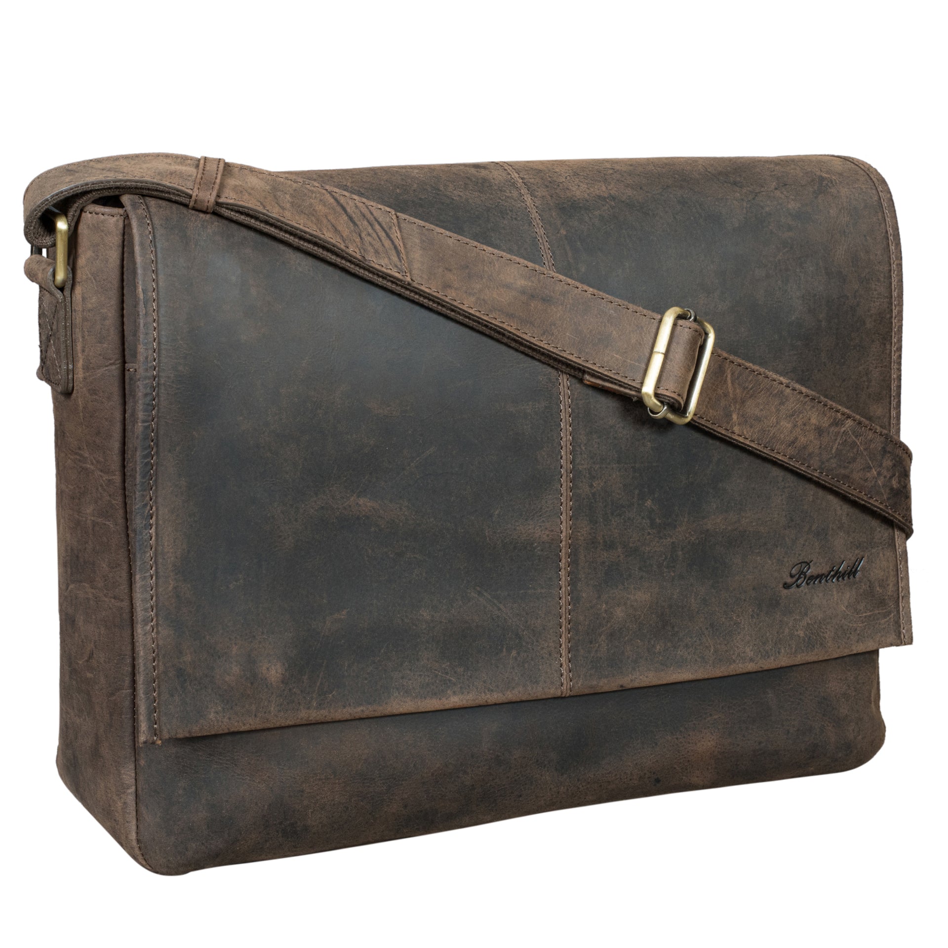 Benthill Umhängetasche Echt Leder | Herren & Damen Messenger Bag aus hochwertigem Rindsleder | Vintage Schultertasche Laptoptasche
