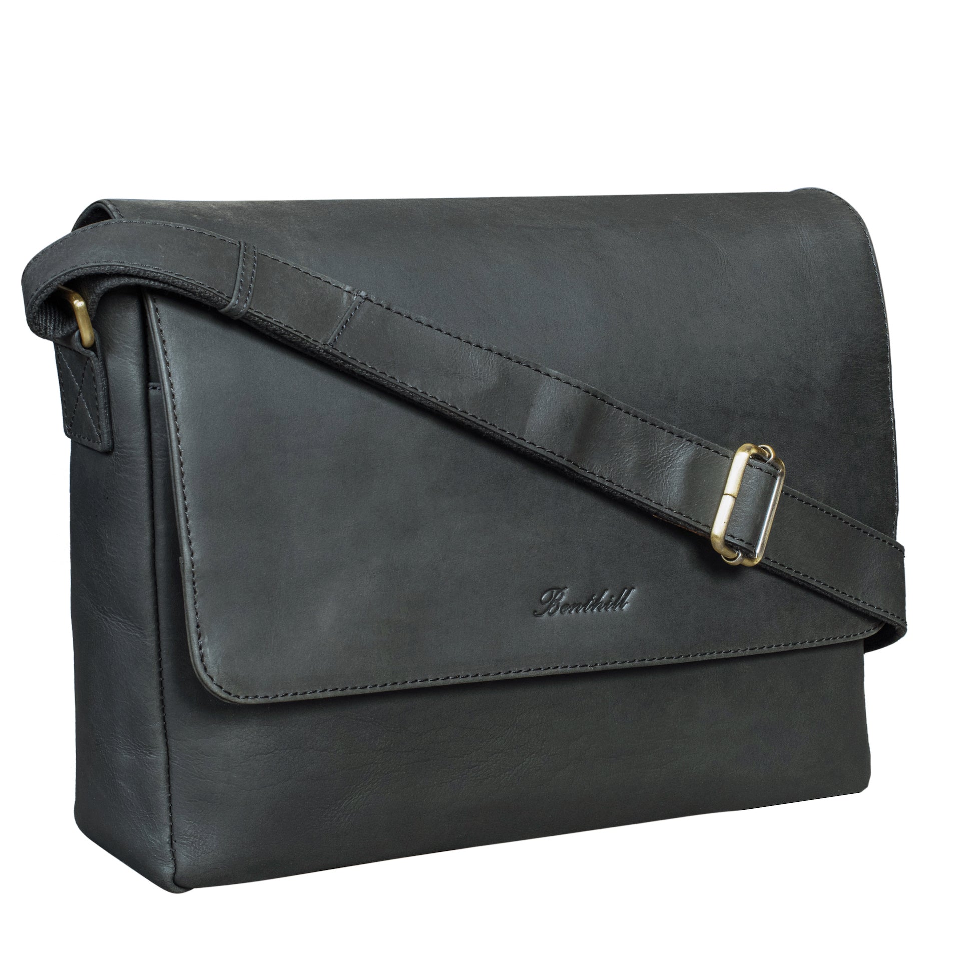 Benthill Umhängetasche Echt Leder | Herren & Damen Messenger Bag aus hochwertigem Rindsleder | Vintage Schultertasche Laptoptasche