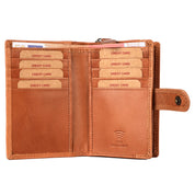 Benthill Geldbörse Damen Leder | Geldbeutel mit RFID Schutz aus Rindsleder | Portmonee mit 8 Kartenfächer Mittelgroß | Echt Leder Slim-Wallet Vintage inkl. Geschenkbox