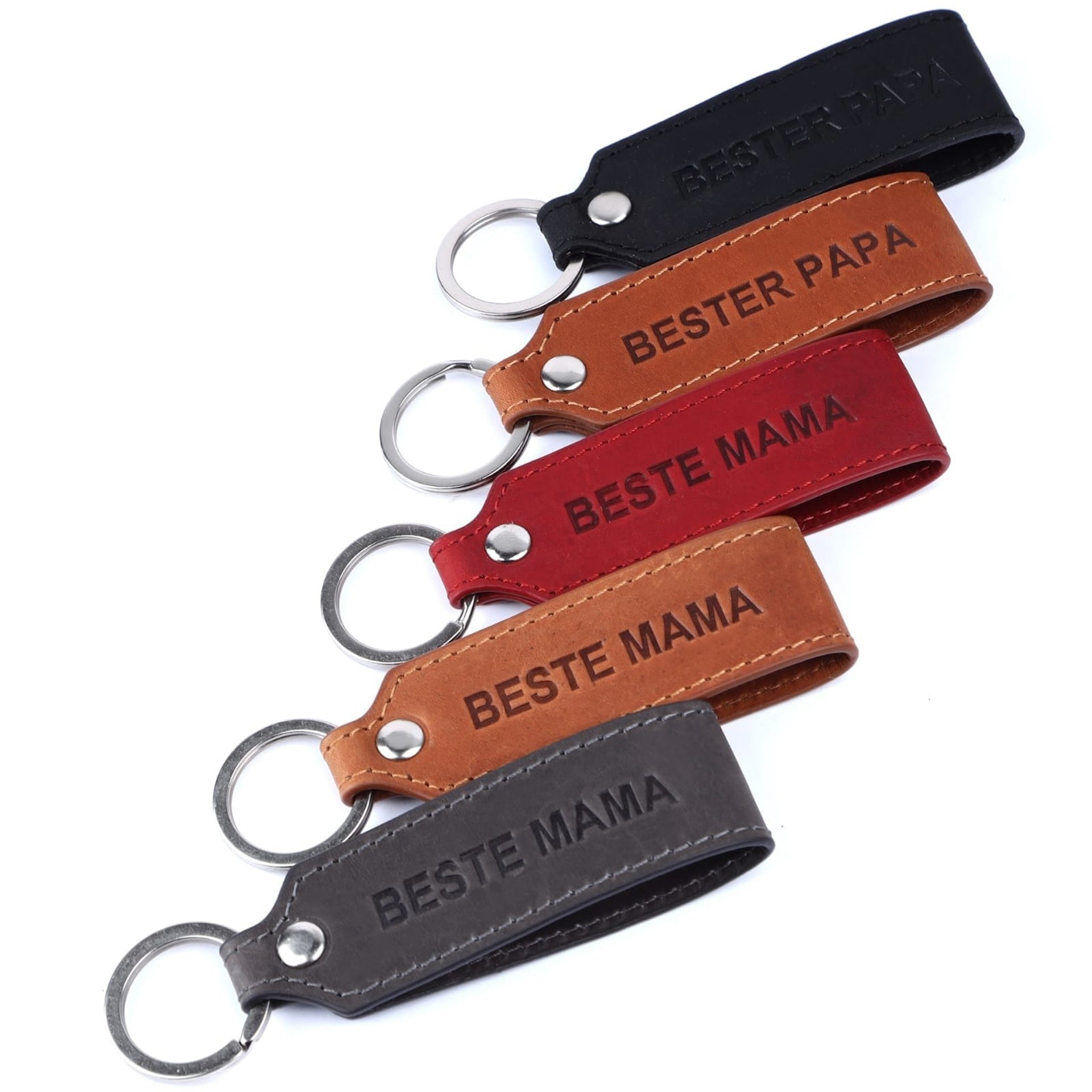 Benthill Schlüsselanhänger Echt Leder mit Bester Papa Gravur | Geschenk für Papa | Vatertagsgeschenk - Schlüsselbund inkl. Geschenkbox