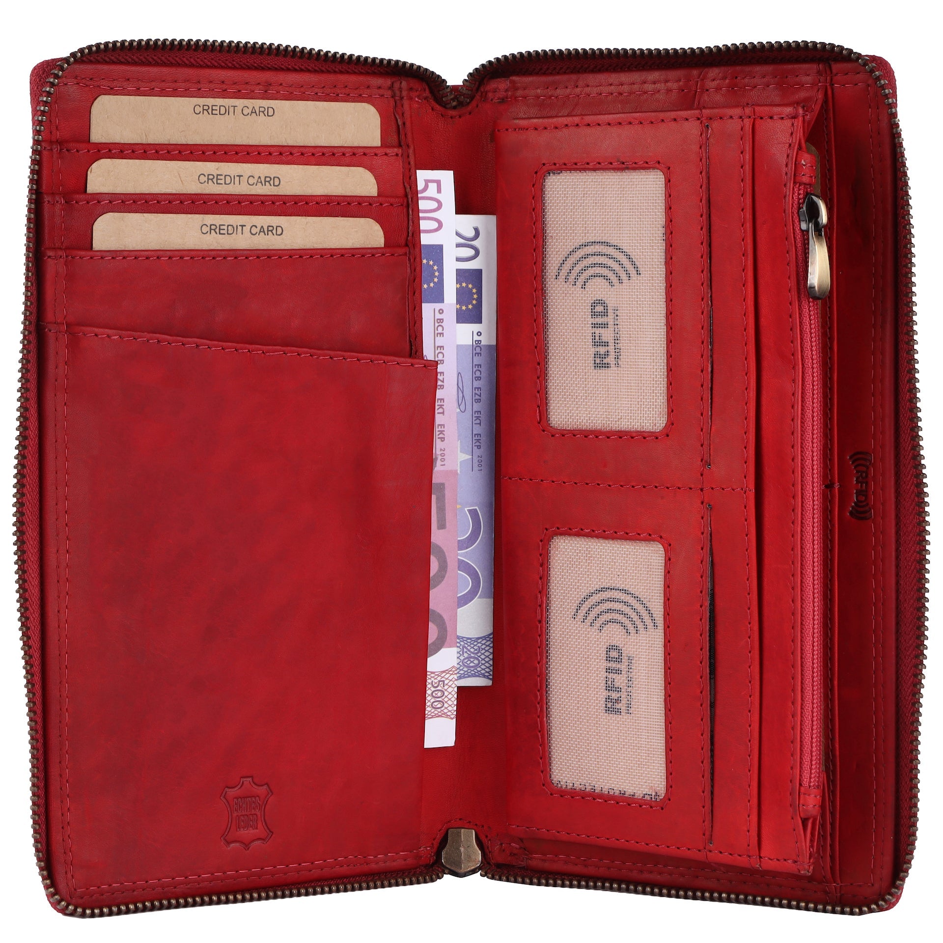 Benthill Reisebrieftasche Echt Leder | Große Dokumententasche mit RFID Schutz - Travel / Wallet aus hochwertigem Leder | Organizer / XXL Mappe | Portemonnaie mit Handyfach