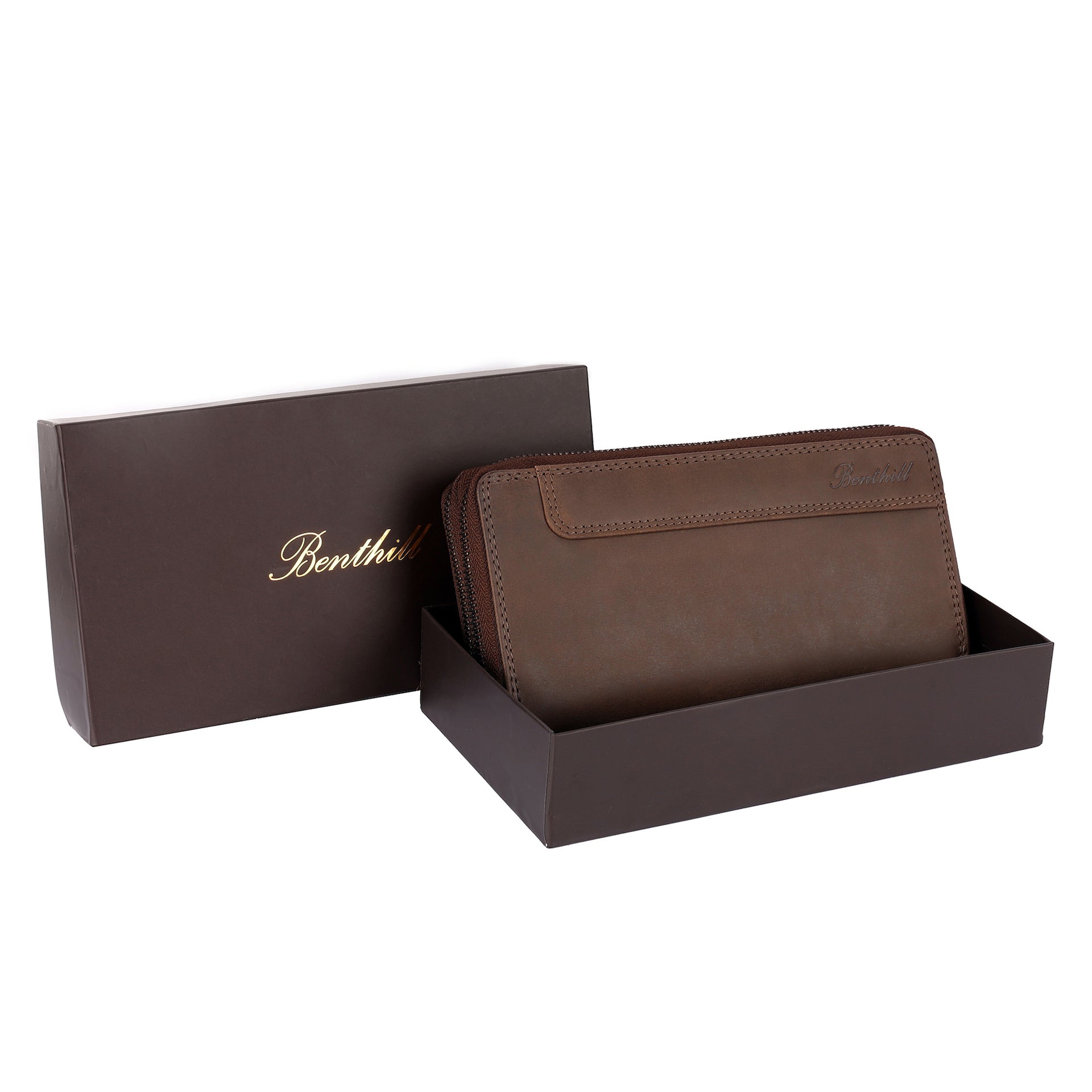 Benthill Geldbörse Groß Leder | Geldbeutel Gross XXL Echtleder | Portemonnaie Frauen mit RFID Schutz | Vintage Portmonee mit vielen Kartenfächer inkl. Geschenkbox
