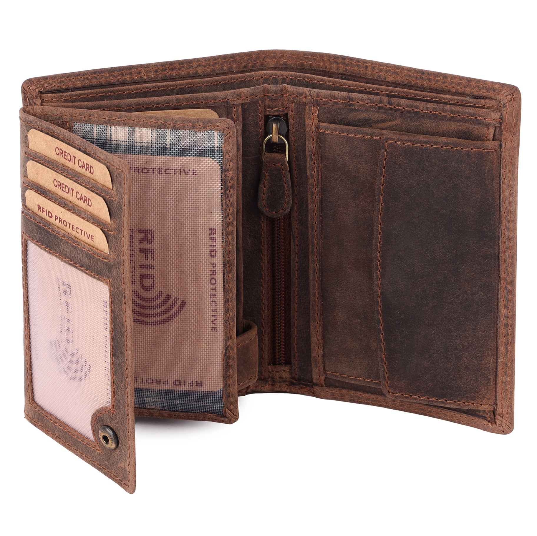 Benthill Herren Echt Leder Geldbörse - Geldbeutel mit RFID-Schutz - Slim Portemonnaie für Männer - Echtem Vintage Leder