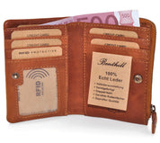 Benthill Kleine Geldbörse Echt Leder - Damen Geldbeutel mit RFID Schutz - 6 Kartenfächer - Slim-Wallet inkl. Geschenkbox