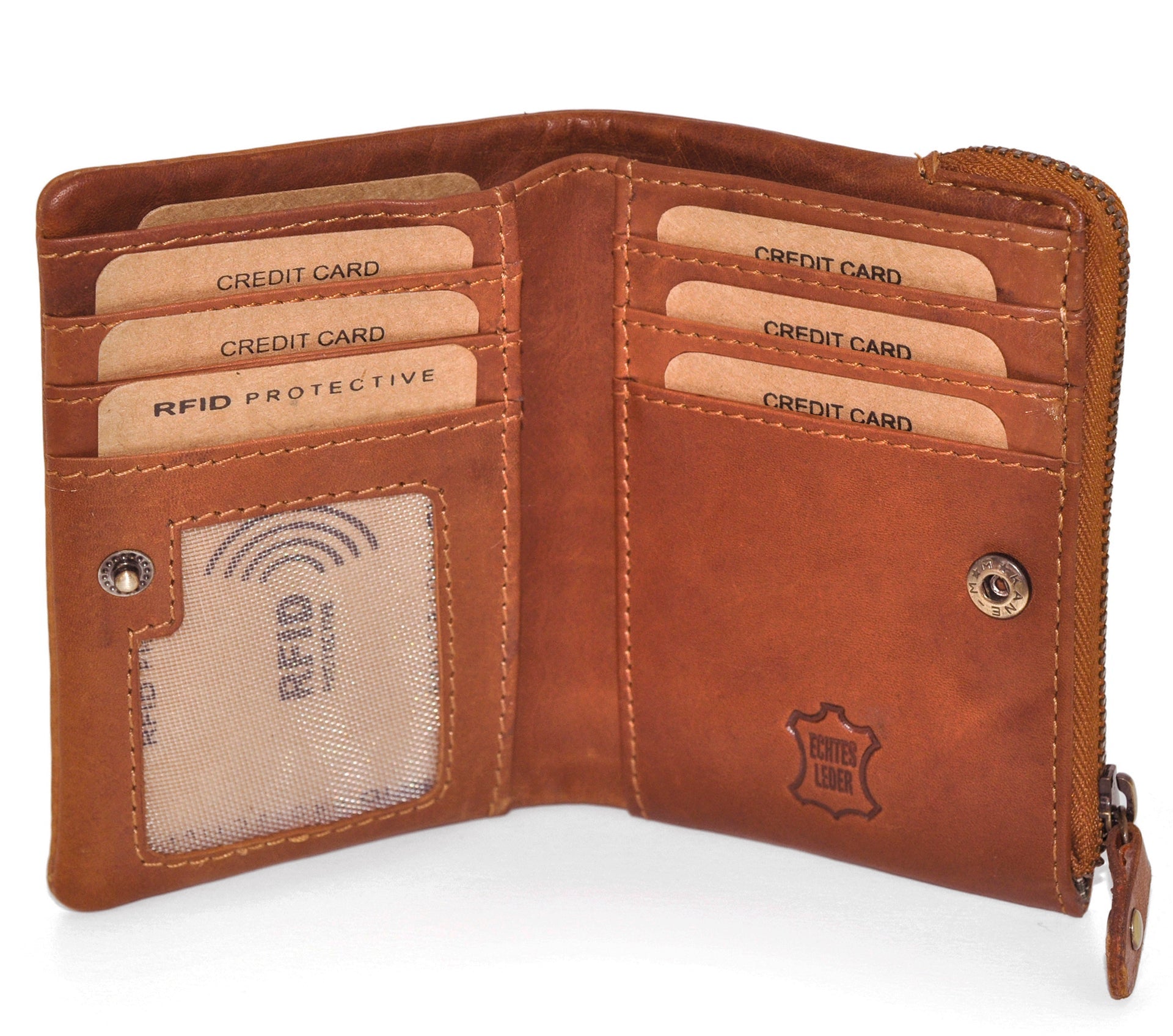 Benthill Kleine Geldbörse Echt Leder - Damen Geldbeutel mit RFID Schutz - 6 Kartenfächer - Slim-Wallet inkl. Geschenkbox