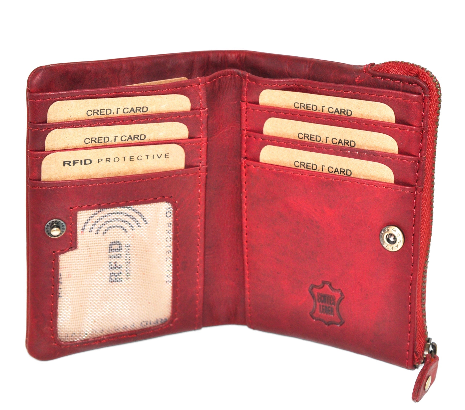 Benthill Kleine Geldbörse Echt Leder - Damen Geldbeutel mit RFID Schutz - 6 Kartenfächer - Slim-Wallet inkl. Geschenkbox