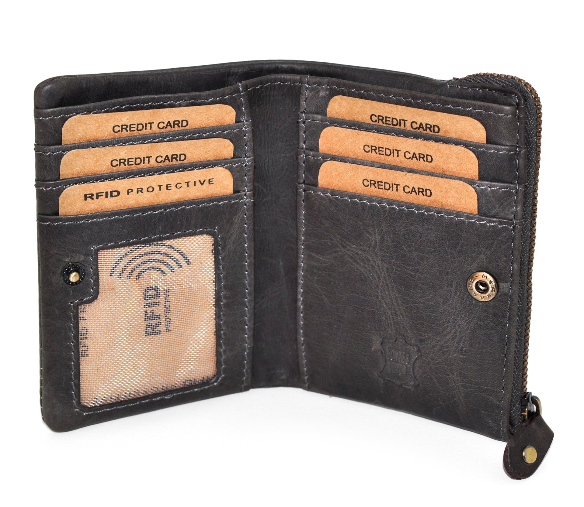Benthill Kleine Geldbörse Echt Leder - Damen Geldbeutel mit RFID Schutz - 6 Kartenfächer - Slim-Wallet inkl. Geschenkbox