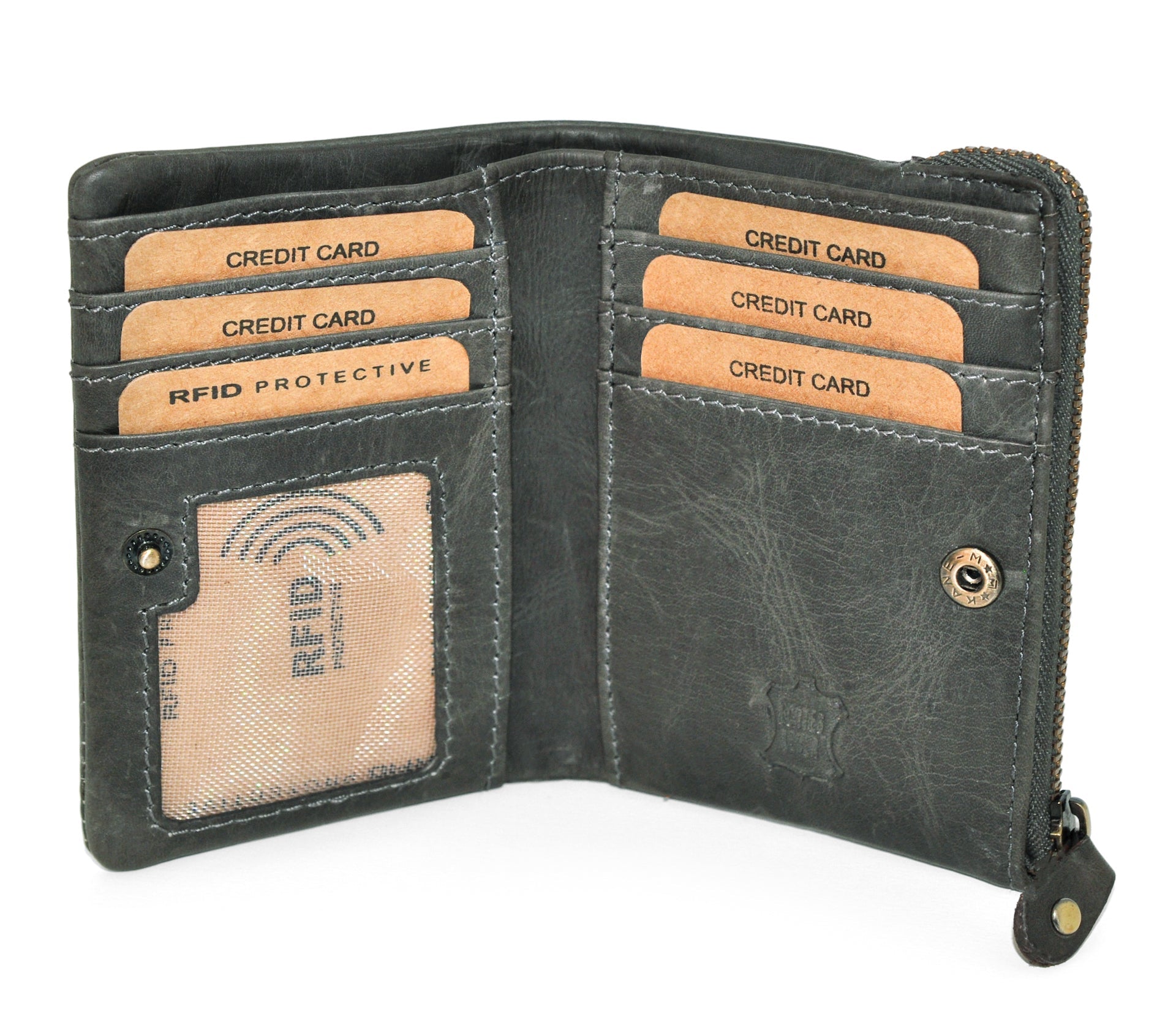 Benthill Kleine Geldbörse Echt Leder - Damen Geldbeutel mit RFID Schutz - 6 Kartenfächer - Slim-Wallet inkl. Geschenkbox