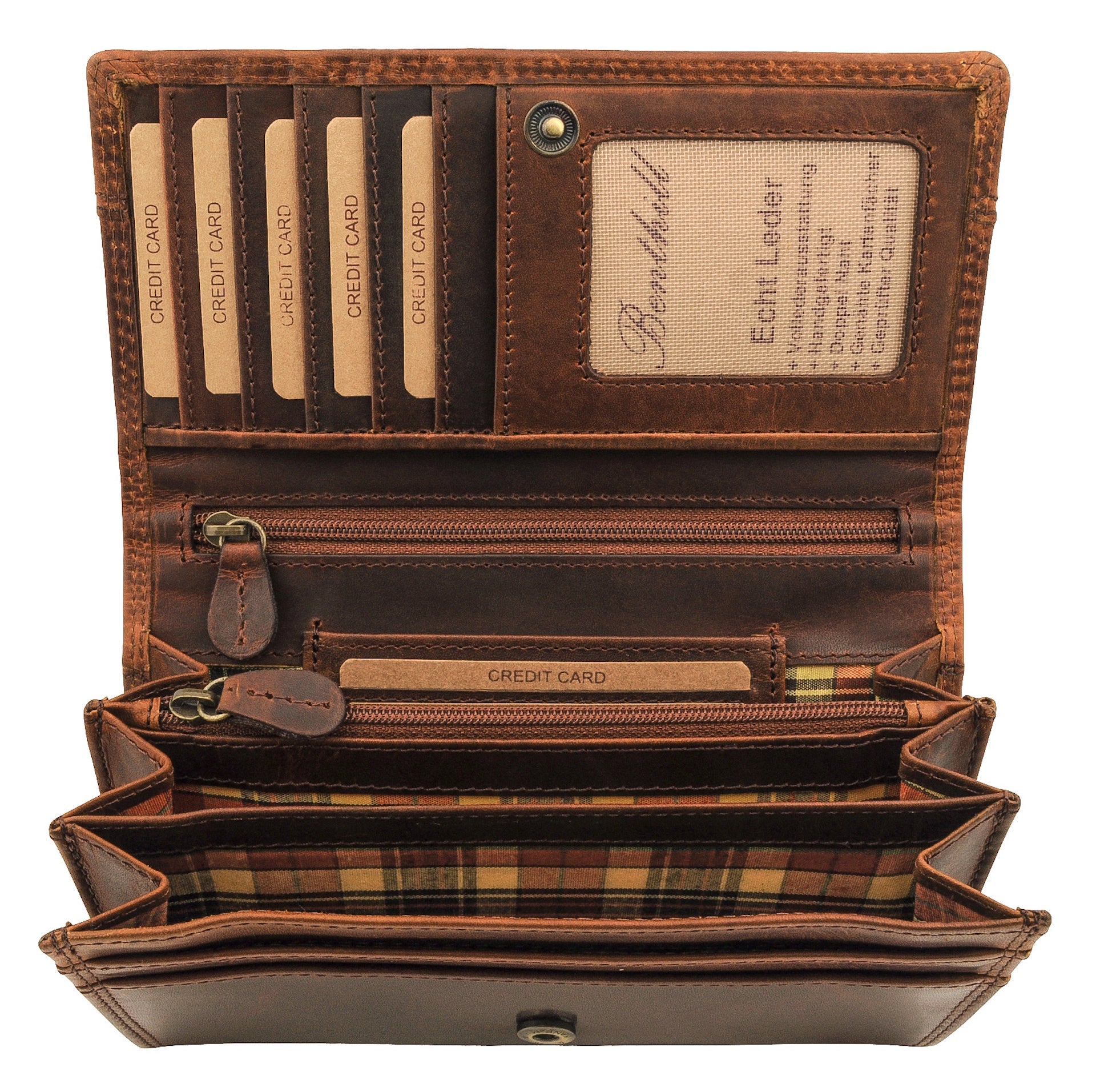 Benthill Geldbörse Damen Leder - Hochwertige Echt-Leder Damen Portemonnaie mit RFID Schutz - Lange Vintage Damenbörse - Frauen Portmonee inkl. Geschenkbox