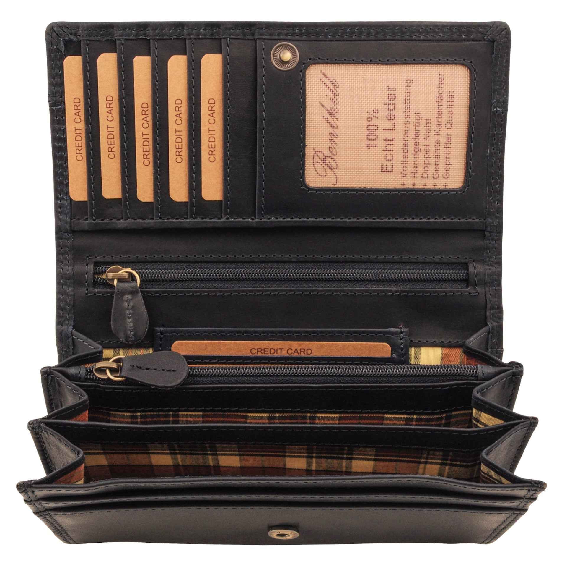 Benthill Geldbörse Damen Leder - Hochwertige Echt-Leder Damen Portemonnaie mit RFID Schutz - Lange Vintage Damenbörse - Frauen Portmonee inkl. Geschenkbox