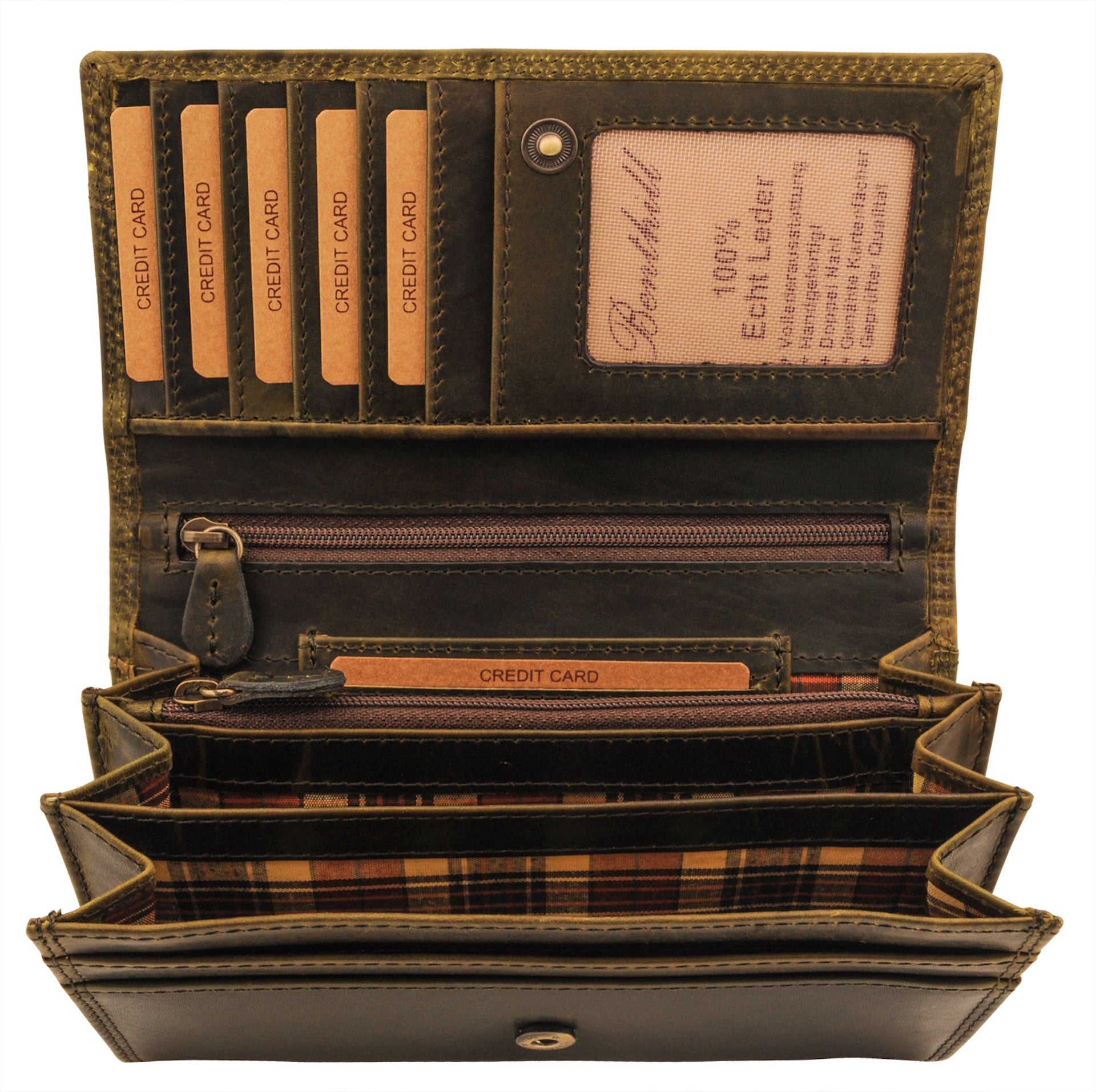 Benthill Geldbörse Damen Leder - Hochwertige Echt-Leder Damen Portemonnaie mit RFID Schutz - Lange Vintage Damenbörse - Frauen Portmonee inkl. Geschenkbox