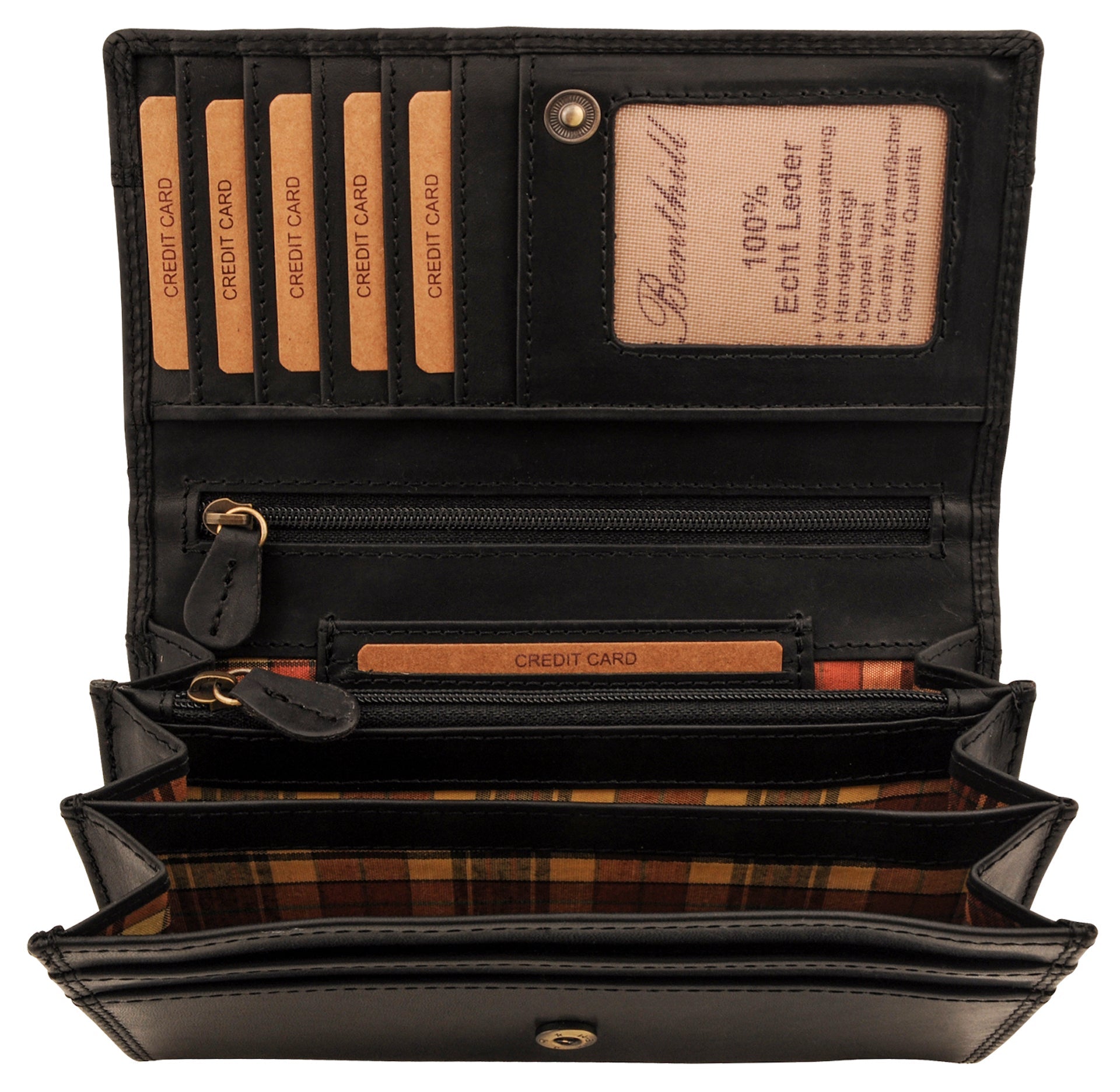 Benthill Geldbörse Damen Leder - Hochwertige Echt-Leder Damen Portemonnaie mit RFID Schutz - Lange Vintage Damenbörse - Frauen Portmonee inkl. Geschenkbox