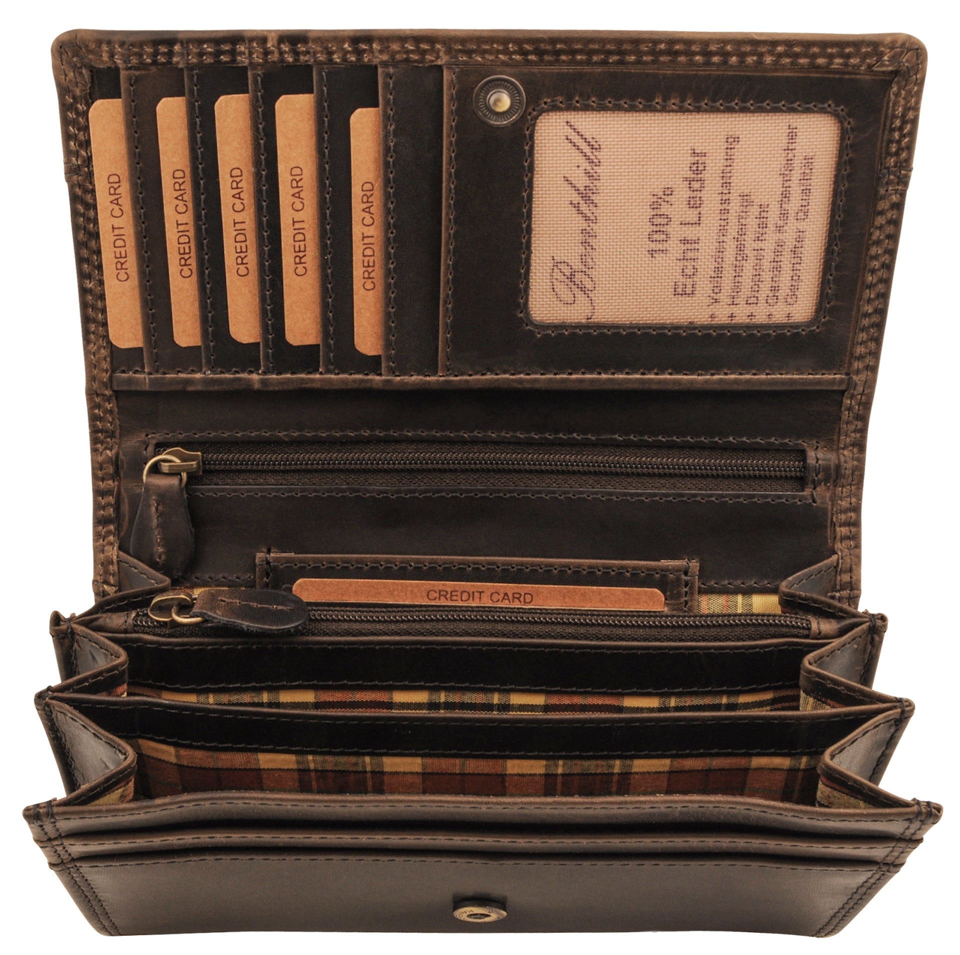Benthill Geldbörse Damen Leder - Hochwertige Echt-Leder Damen Portemonnaie mit RFID Schutz - Lange Vintage Damenbörse - Frauen Portmonee inkl. Geschenkbox