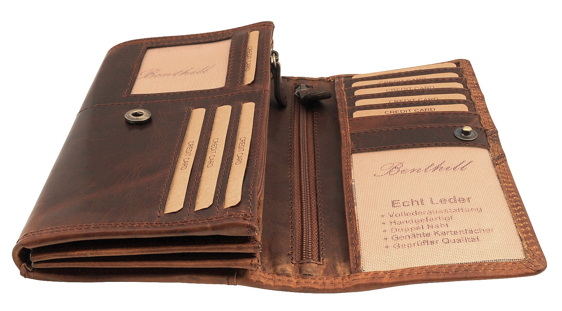 Benthill Portemonnaie Damen Leder - Hochwertige weiche Vintage EchtLeder Damen Geldbörse mit RFID Schutz - Grosse Damenbörse lang - Frauen Portmonee inkl. Geschenkbox