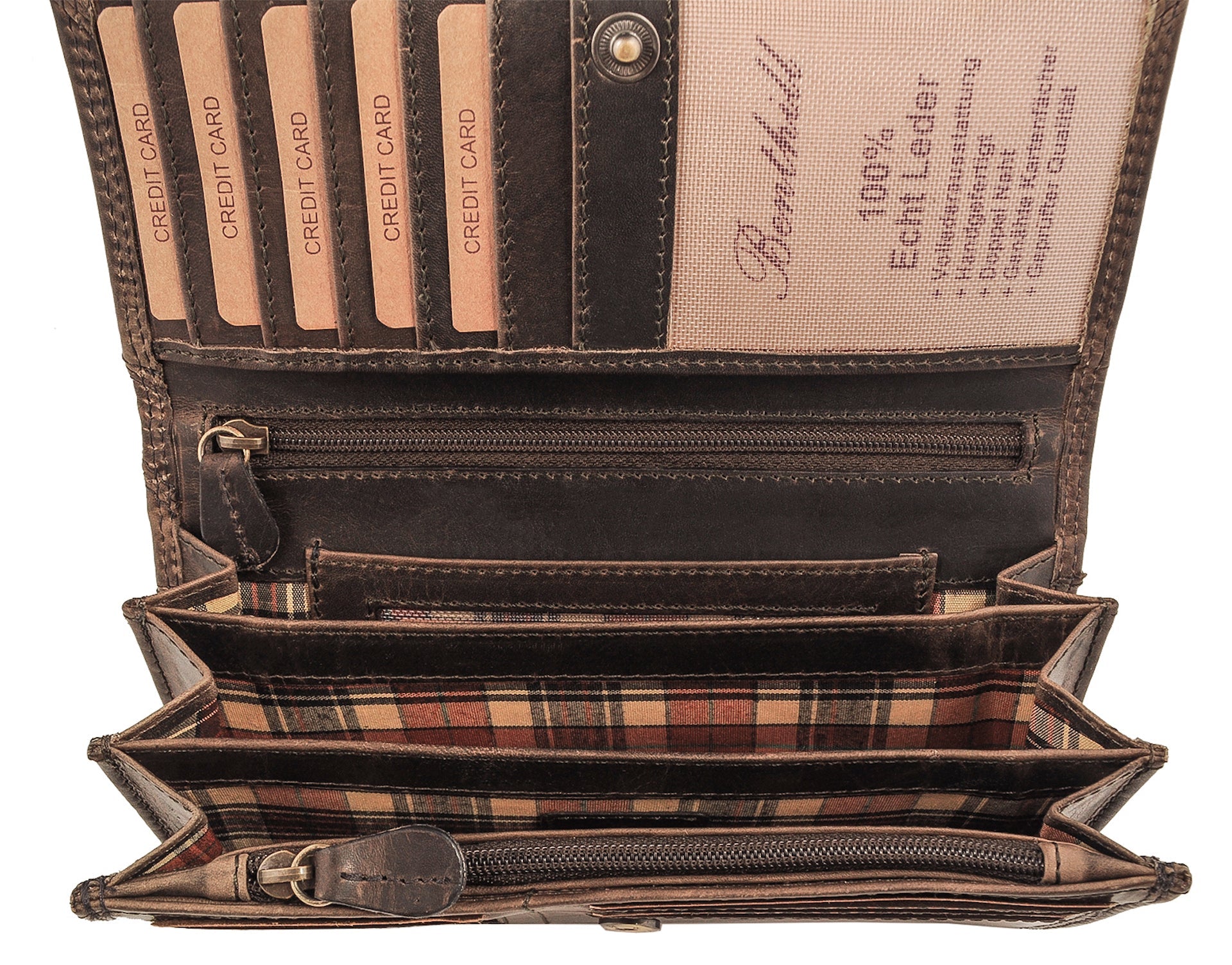 Benthill Portemonnaie Damen Leder - Hochwertige weiche Vintage EchtLeder Damen Geldbörse mit RFID Schutz - Grosse Damenbörse lang - Frauen Portmonee inkl. Geschenkbox