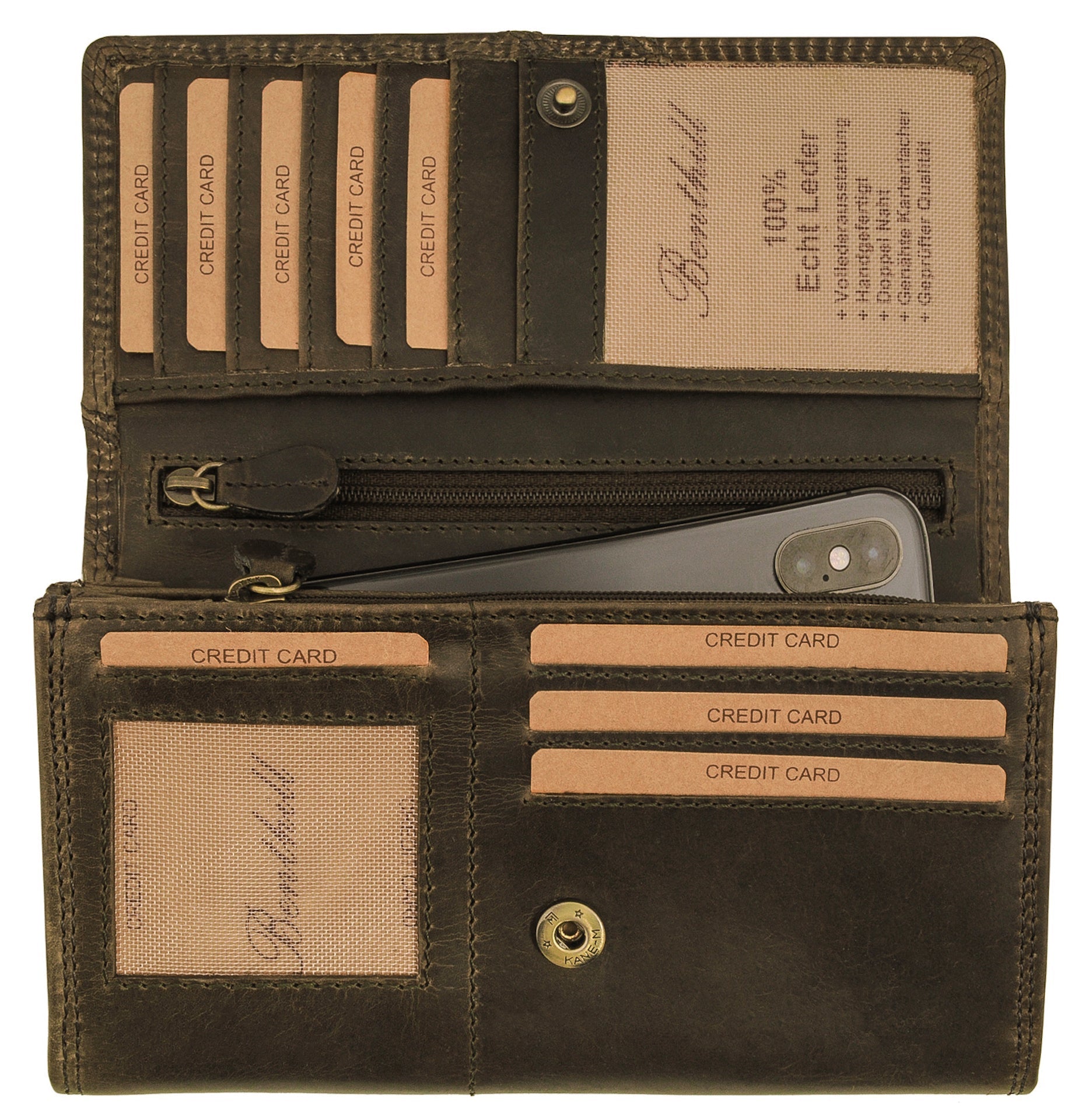 Benthill Portemonnaie Damen Leder - Hochwertige weiche Vintage EchtLeder Damen Geldbörse mit RFID Schutz - Grosse Damenbörse lang - Frauen Portmonee inkl. Geschenkbox