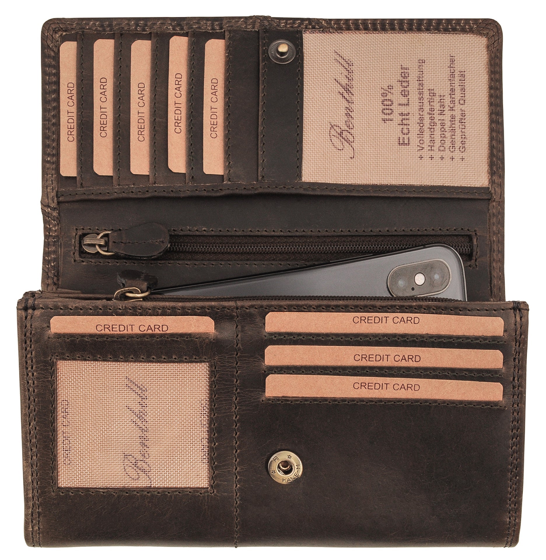 Benthill Portemonnaie Damen Leder - Hochwertige weiche Vintage EchtLeder Damen Geldbörse mit RFID Schutz - Grosse Damenbörse lang - Frauen Portmonee inkl. Geschenkbox