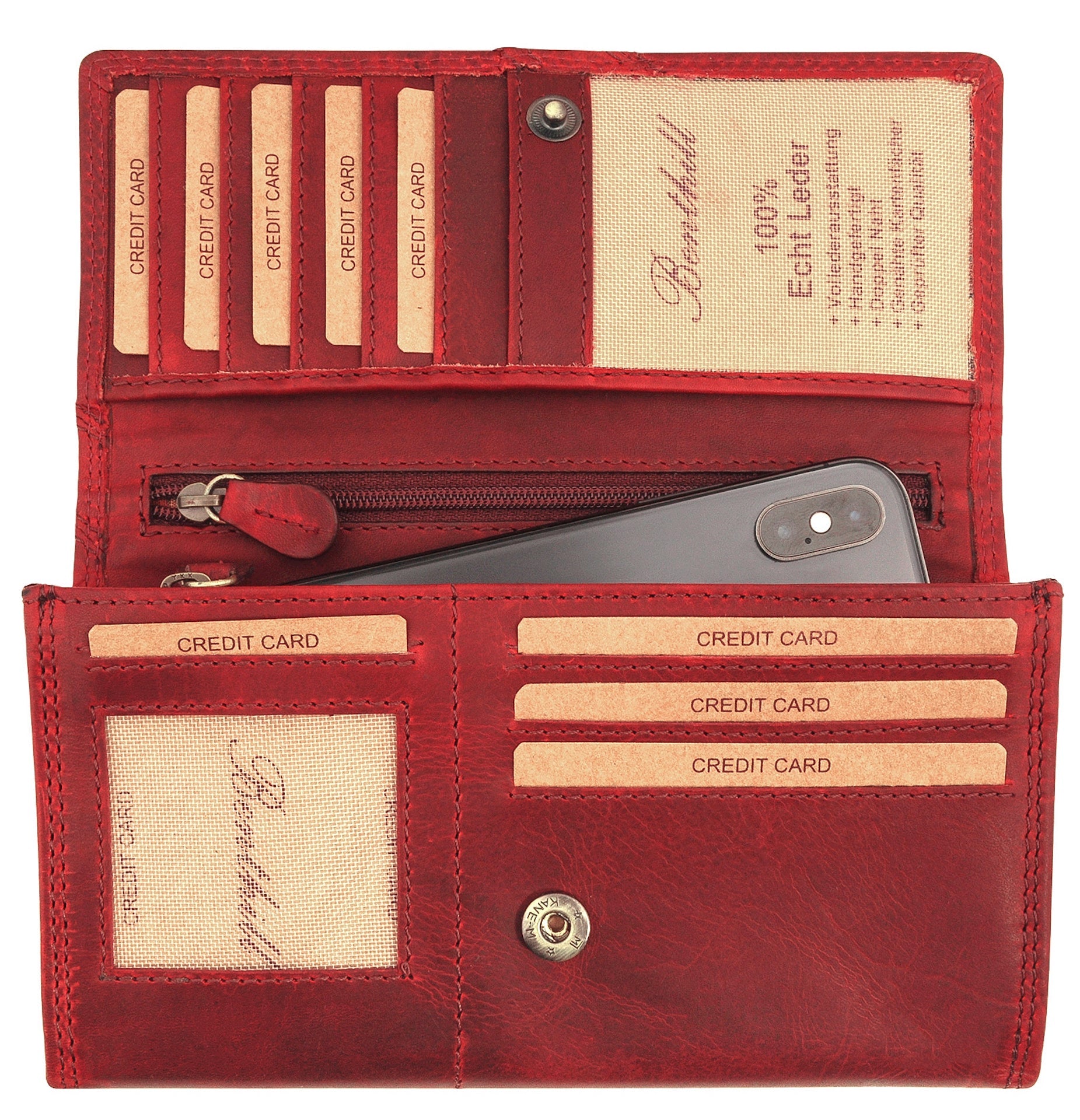 Benthill Portemonnaie Damen Leder - Hochwertige weiche Vintage EchtLeder Damen Geldbörse mit RFID Schutz - Grosse Damenbörse lang - Frauen Portmonee inkl. Geschenkbox
