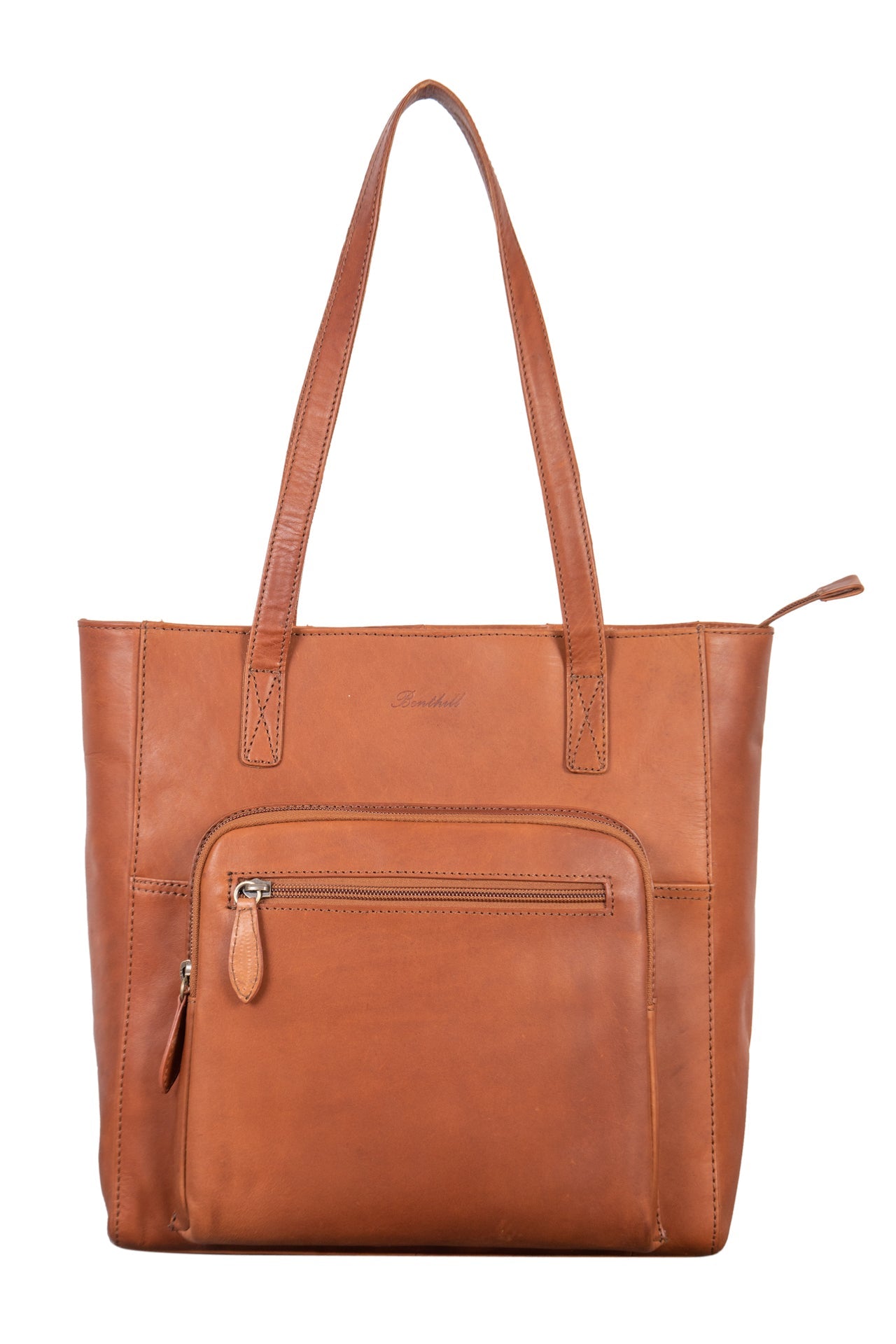 Benthill Damen Shopper Leder - Handtasche aus echtem Rindsleder - Tasche mit Reißverschluss - Schultertasche / Ledertasche - Vintage Umhängetasche