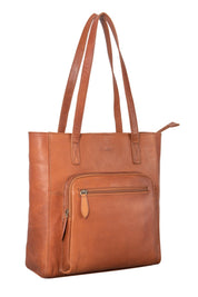 Benthill Damen Shopper Leder - Handtasche aus echtem Rindsleder - Tasche mit Reißverschluss - Schultertasche / Ledertasche - Vintage Umhängetasche