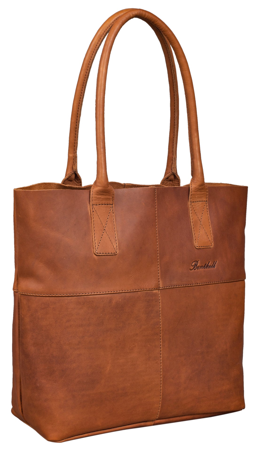 Benthill Shopper Leder Damen | Einfache Schultertasche ohne Reißverschluss | Vintage Handtasche aus echtem Rindsleder | Hochwertiger Beutel