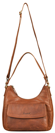 Benthill Handtasche Damen Echt Leder | Schultertasche aus echtem Rindsleder | Umhängetasche mit Reißverschluss | Ledertasche mit Henkel & Umhängegurt