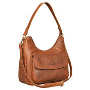Benthill Handtasche Damen Echt Leder | Schultertasche aus echtem Rindsleder | Umhängetasche mit Reißverschluss | Ledertasche mit Henkel & Umhängegurt