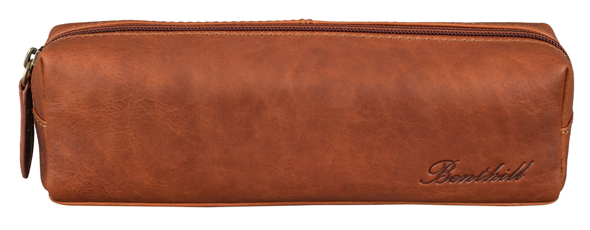 Benthill Federmappe Leder - Vintage Federmäppchen für Stifte - Federtasche für Schule / Uni - Kleine Leder-Etui Mäppchen - Kosmetiktasche