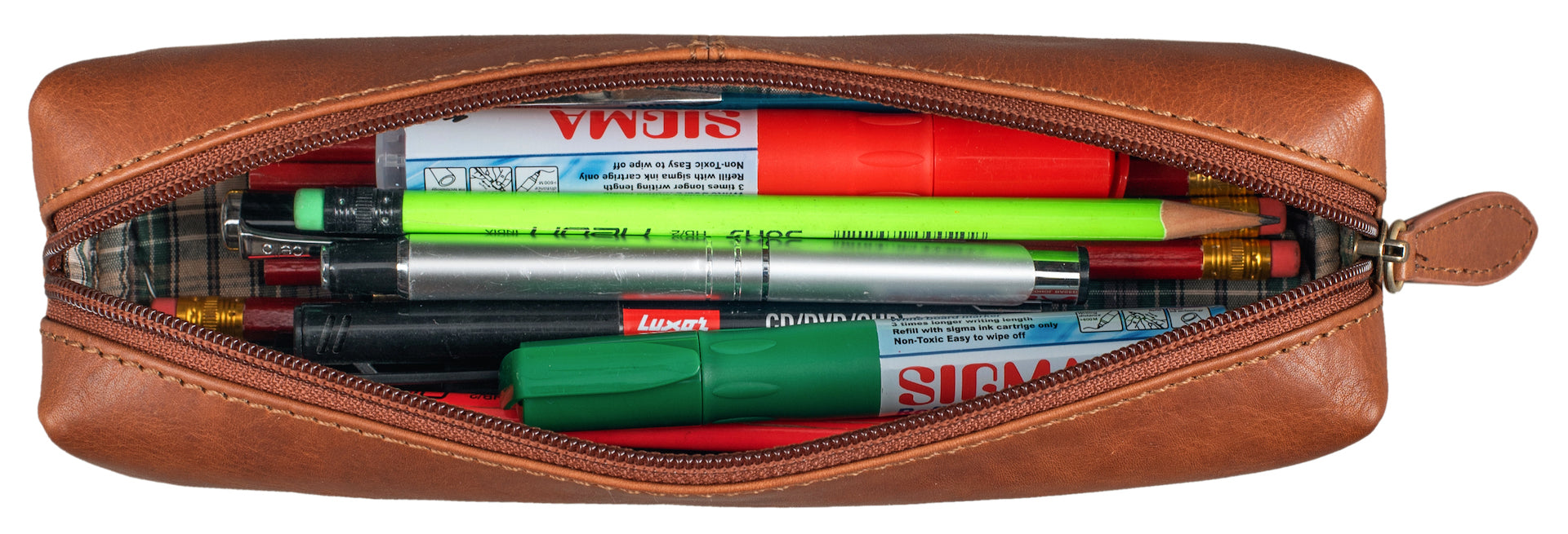 Benthill Federmappe Leder - Vintage Federmäppchen für Stifte - Federtasche für Schule / Uni - Kleine Leder-Etui Mäppchen - Kosmetiktasche