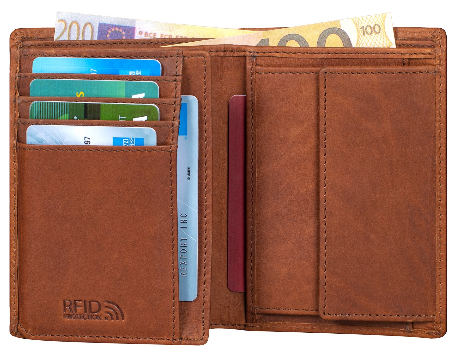 Benthill Herren Ledergeldbörse - Geldbeutel mit RFID-Schutz - Slim Portemonnaie für Herren - Echtem Vintage Leder