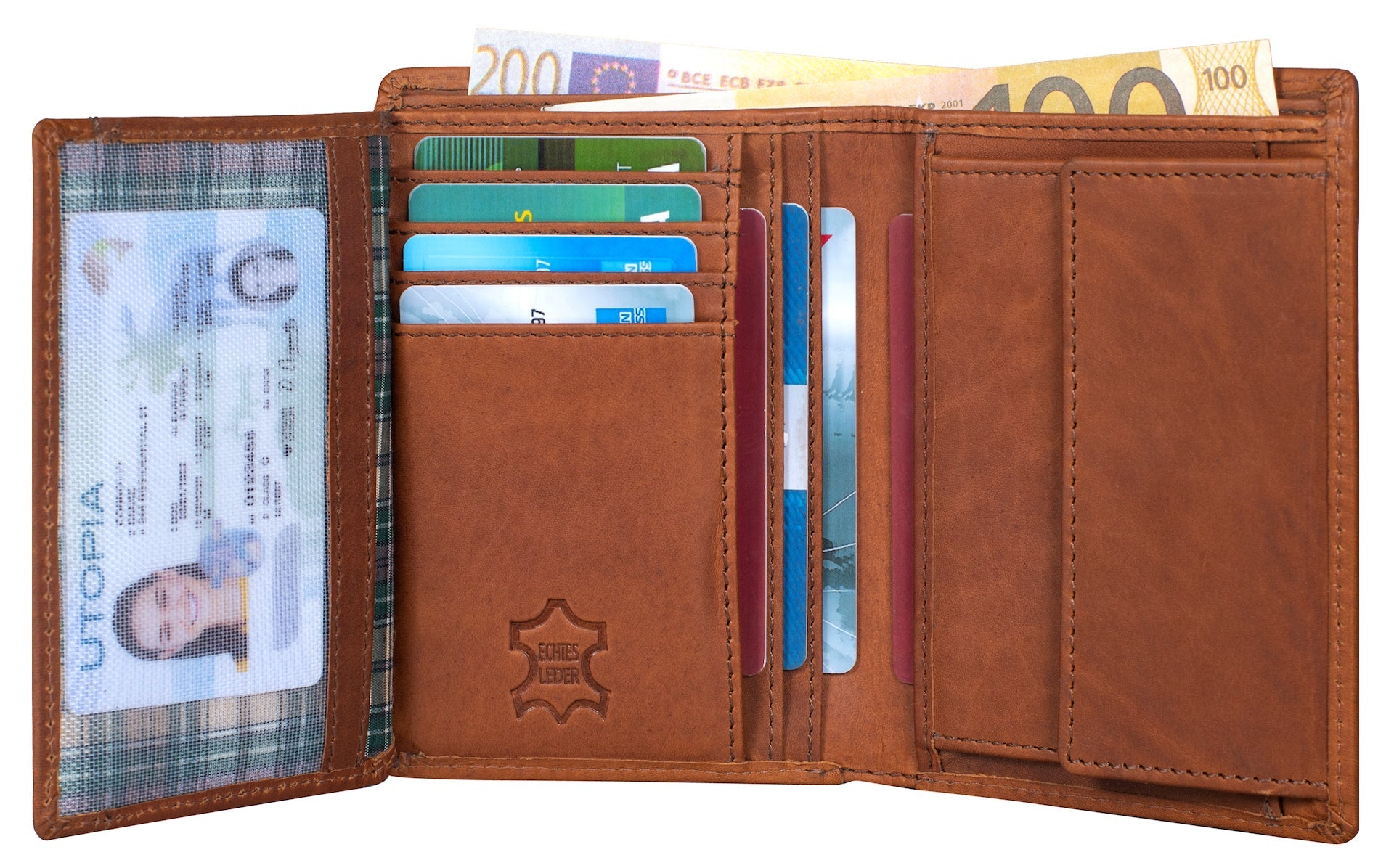 Benthill Herren Ledergeldbörse - Geldbeutel mit RFID-Schutz - Slim Portemonnaie für Herren - Echtem Vintage Leder