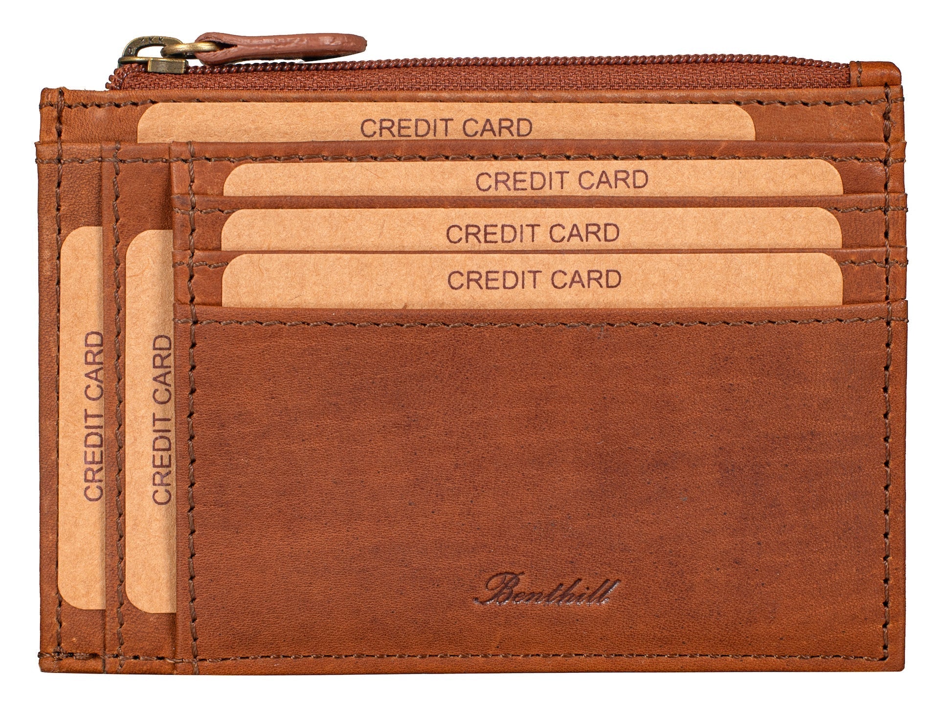 Benthill Leder Kreditkartenetui - Slim Portemonnaie aus echtem Leder - Schmale Leder-geldbörse mit Kreditkartenfächer und Münzfach - Mini Wallet