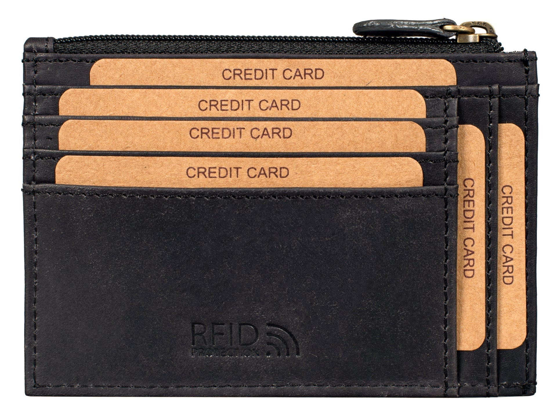 Benthill Leder Kreditkartenetui - Slim Portemonnaie aus echtem Leder - Schmale Leder-geldbörse mit Kreditkartenfächer und Münzfach - Mini Wallet
