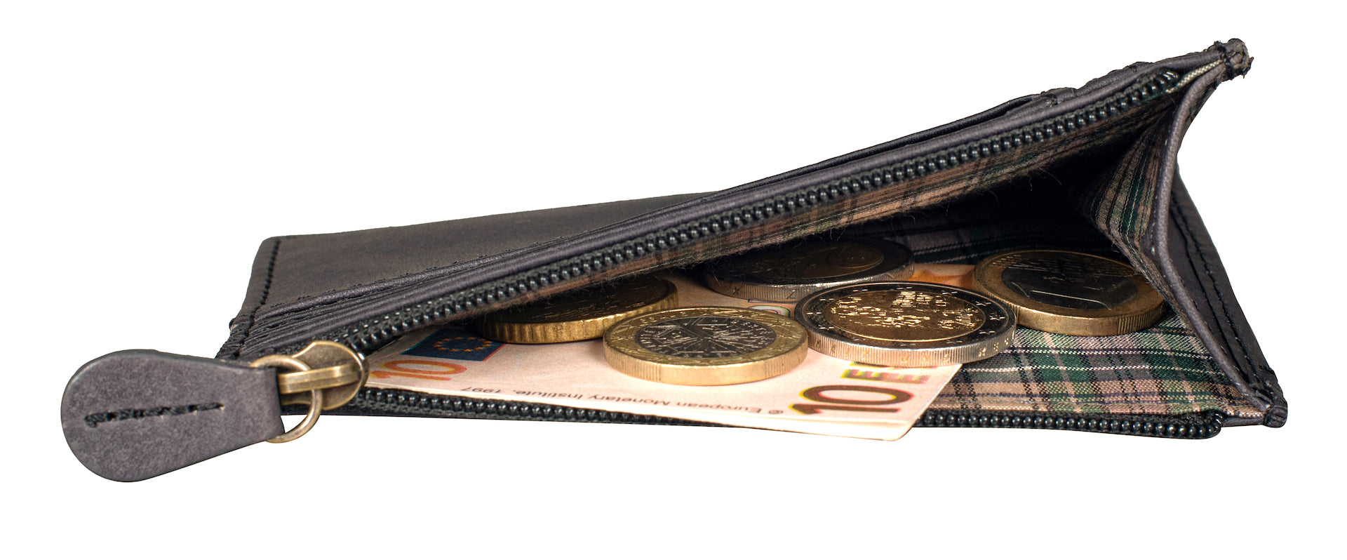 Benthill Leder Kreditkartenetui - Slim Portemonnaie aus echtem Leder - Schmale Leder-geldbörse mit Kreditkartenfächer und Münzfach - Mini Wallet
