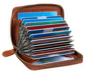 Benthill Kartenbörse aus Echt-Leder - Kartenetui für Kreditkarten - RFID Karten Geldbörse mit Reißverschluss