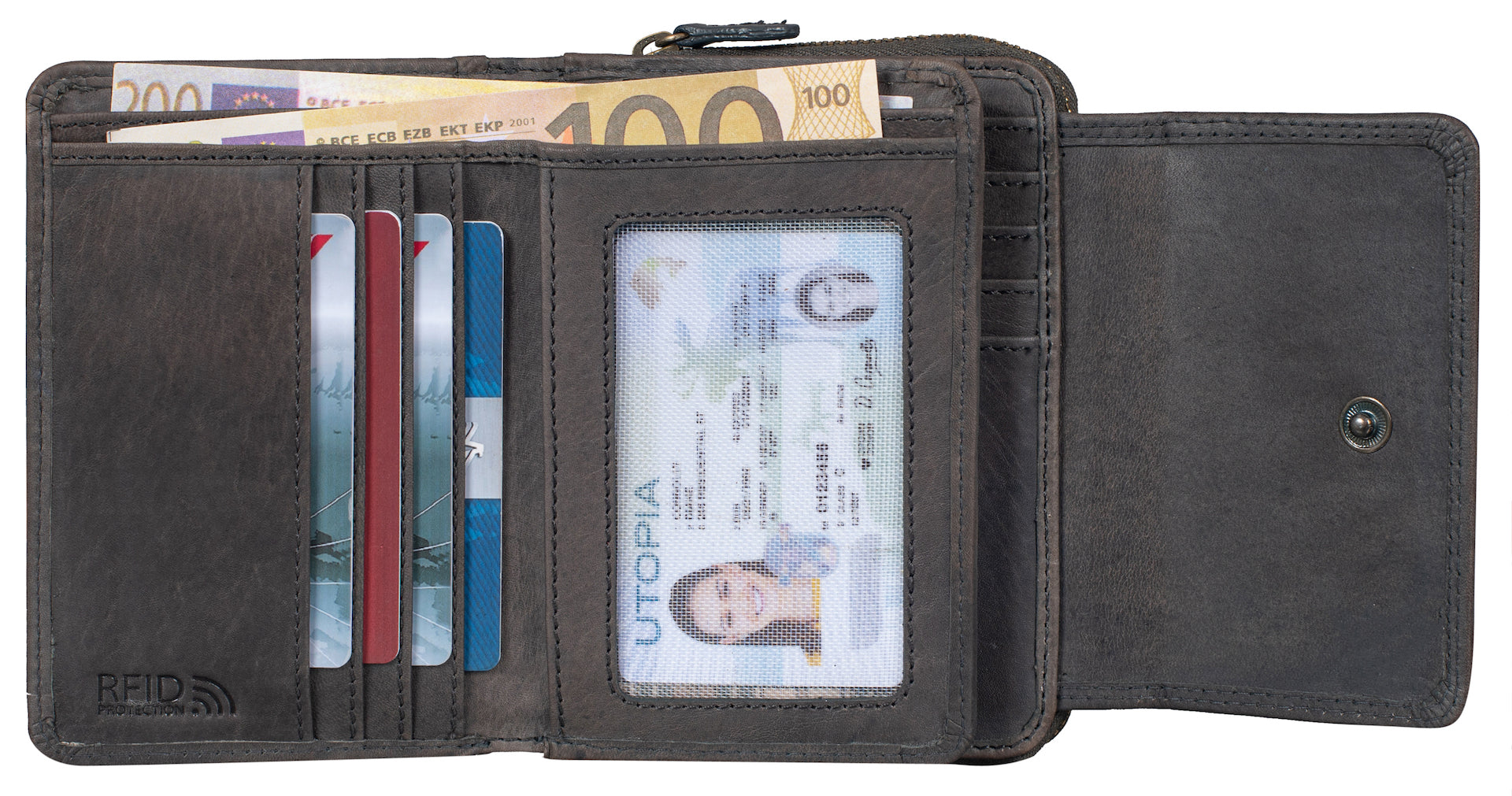 Benthill Damen Geldbörse Groß Echt Leder - Portemonnaie mit RFID Schutz - Portmonee mit vielen Kartenächer - Damenbörse inkl. Geschenkbox