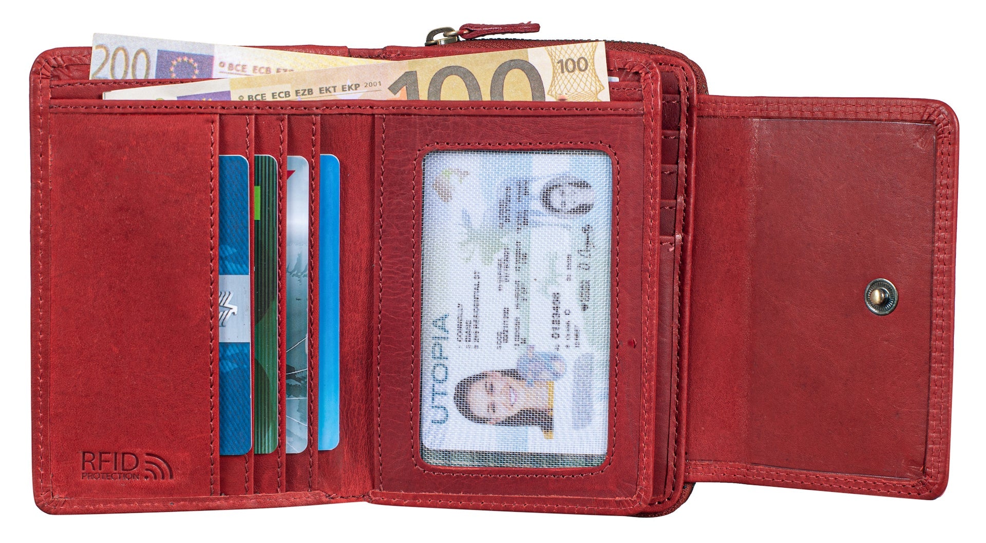 Benthill Damen Geldbörse Groß Echt Leder - Portemonnaie mit RFID Schutz - Portmonee mit vielen Kartenächer - Damenbörse inkl. Geschenkbox