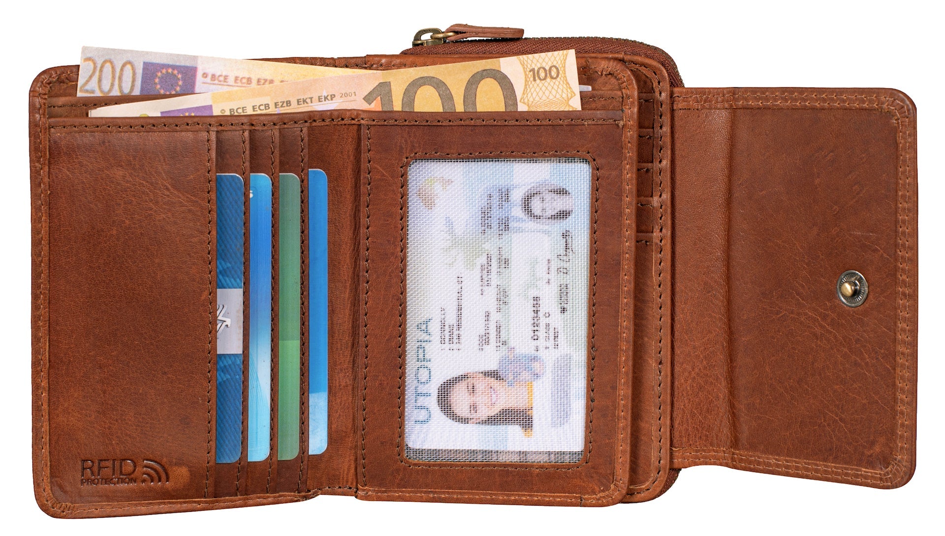 Benthill Damen Geldbörse Groß Echt Leder - Portemonnaie mit RFID Schutz - Portmonee mit vielen Kartenächer - Damenbörse inkl. Geschenkbox