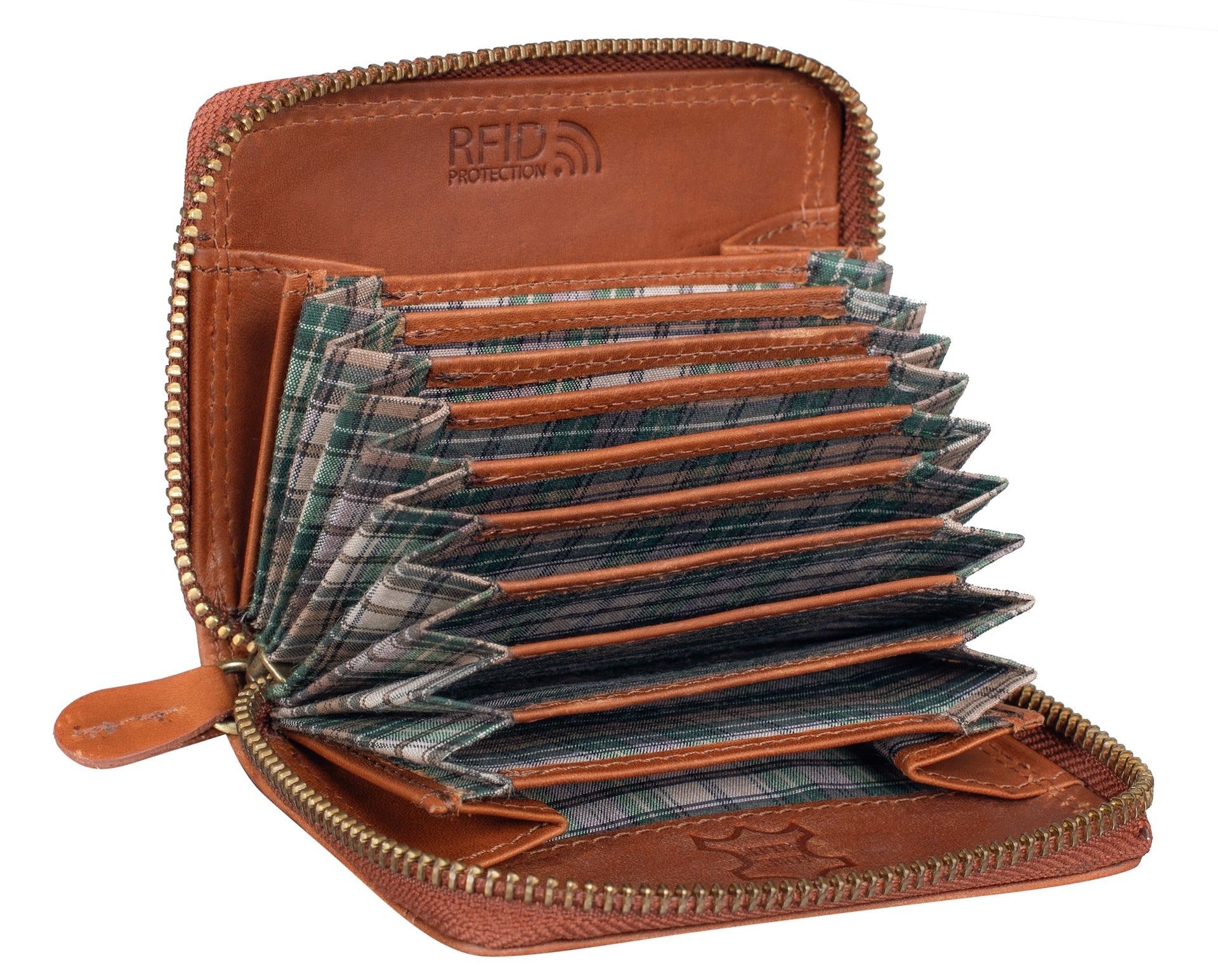 Benthill Kartenbörse aus Echt-Leder - Kartenetui für Kreditkarten - RFID Karten Geldbörse mit Reißverschluss