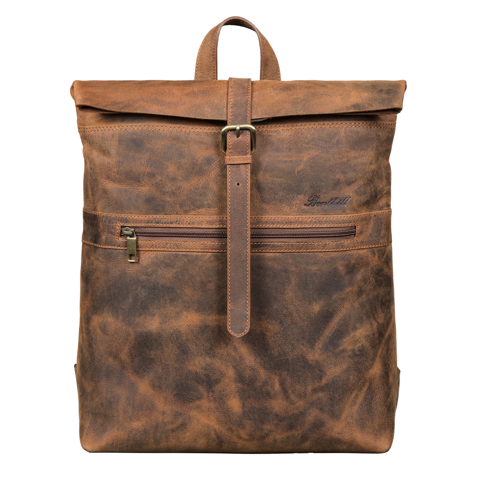 Benthill Rucksack aus Echt-Leder - Kurierrucksack Fahrradrucksack Trekkingrucksack - Damen Herren Leder-Rucksack
