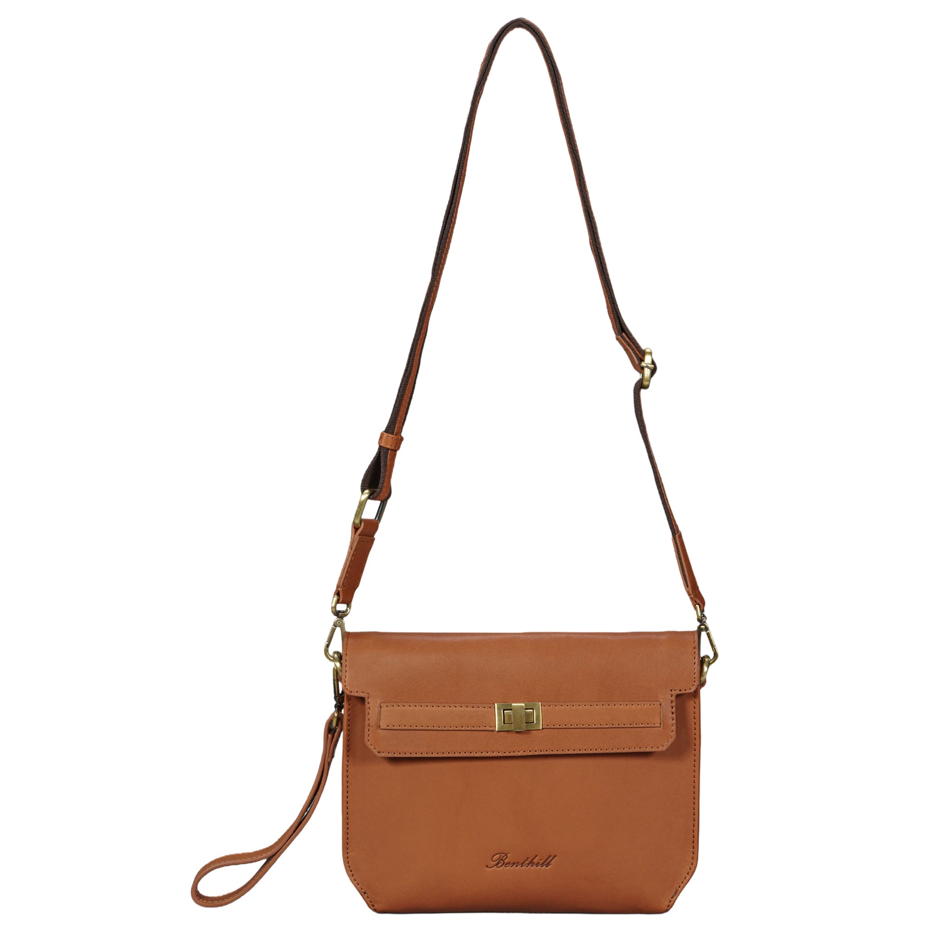 Benthill Handtasche Leder Klein Schmal | Handgelenktasche aus hochwertigem Rindsleder | Vintage Schultertasche | Umhängetasche