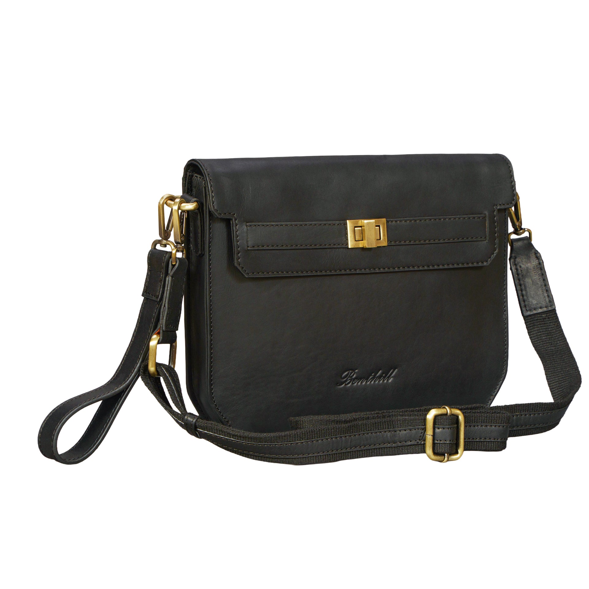 Benthill Handtasche Leder Klein Schmal | Handgelenktasche aus hochwertigem Rindsleder | Vintage Schultertasche | Umhängetasche