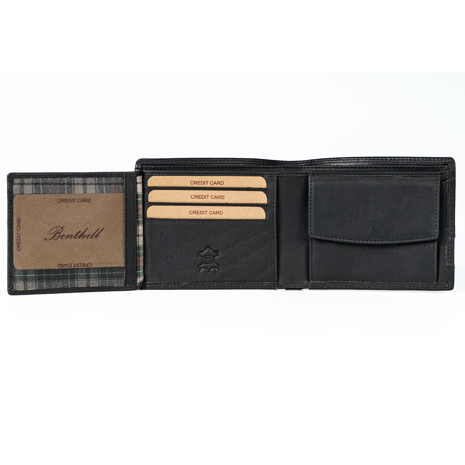 Benthill Geldbörse Herren Leder | Geldbeutel mit RFID-Schutz | Portemonnaie aus hochwertigem Rindsleder | Männer Brieftasche inkl. Geschenkbox