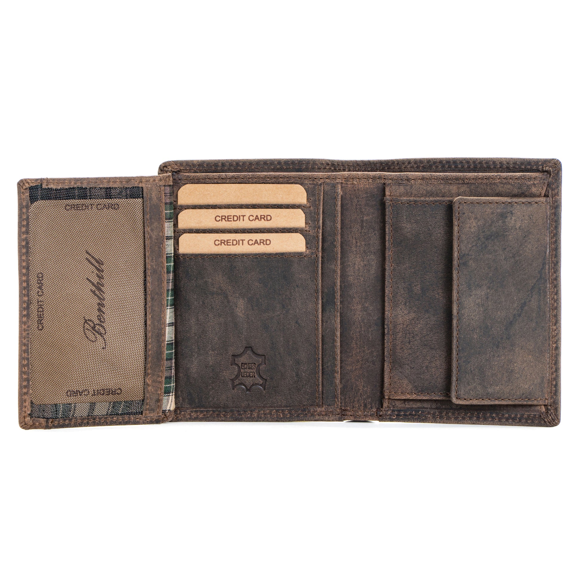 Benthill Geldbörse Herren Leder mit RFID | Portemonnaie aus hochwertigem Rindsleder | Ledergeldbörse Männer inkl. Geschenkbox