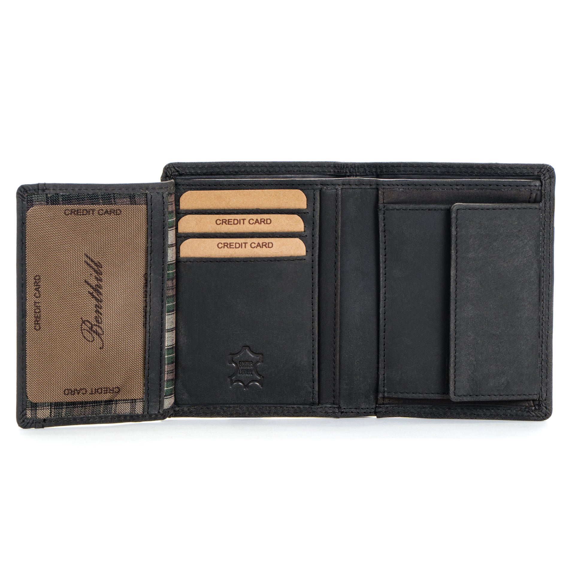 Benthill Geldbörse Herren Leder mit RFID | Portemonnaie aus hochwertigem Rindsleder | Ledergeldbörse Männer inkl. Geschenkbox