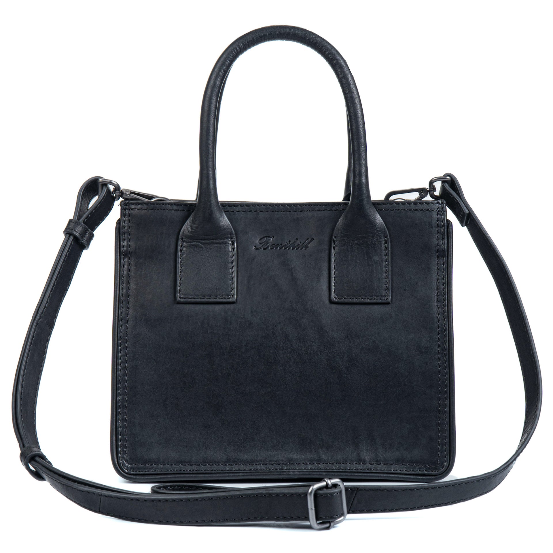 Benthill Handtasche Damen Echt Leder | Henkeltasche aus hochwertigem Rindsleder | Kleine Vintage Tasche Hobo Bag Beutel