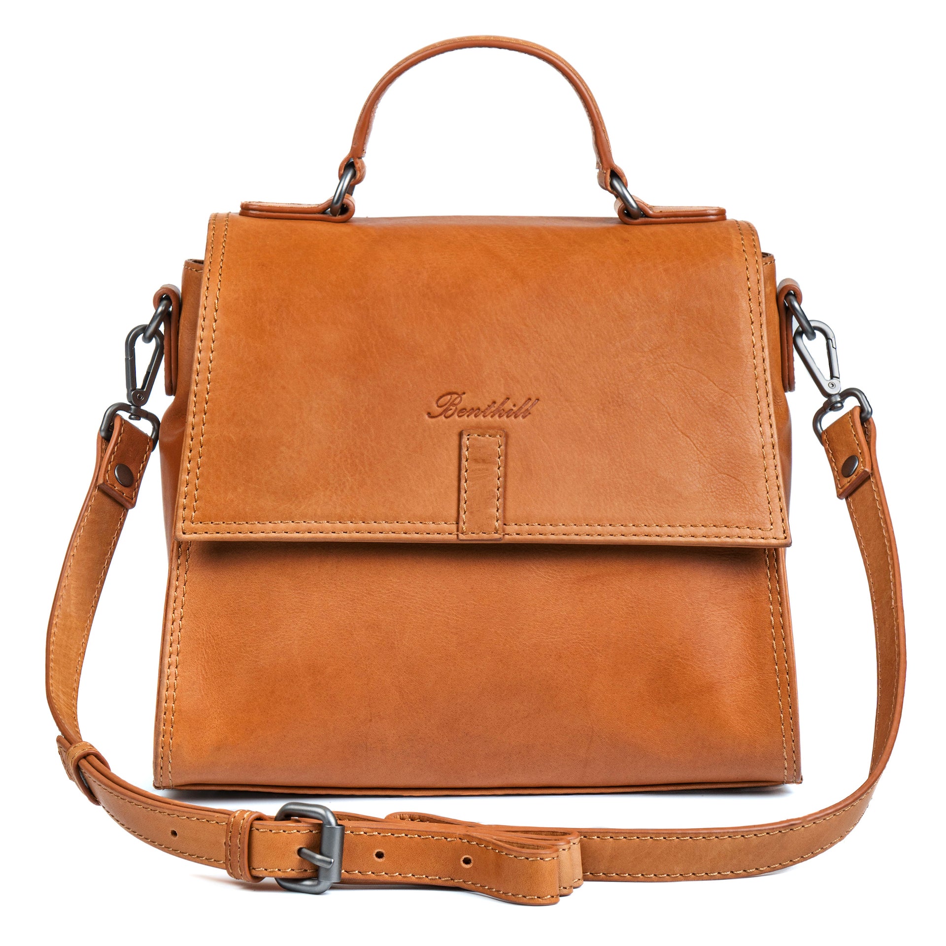 Benthill Kleine Handtasche Damen Echt Leder | Henkeltasche aus hochwertigem Rindsleder | Kleine Vintage Tasche Hobo Bag Beutel