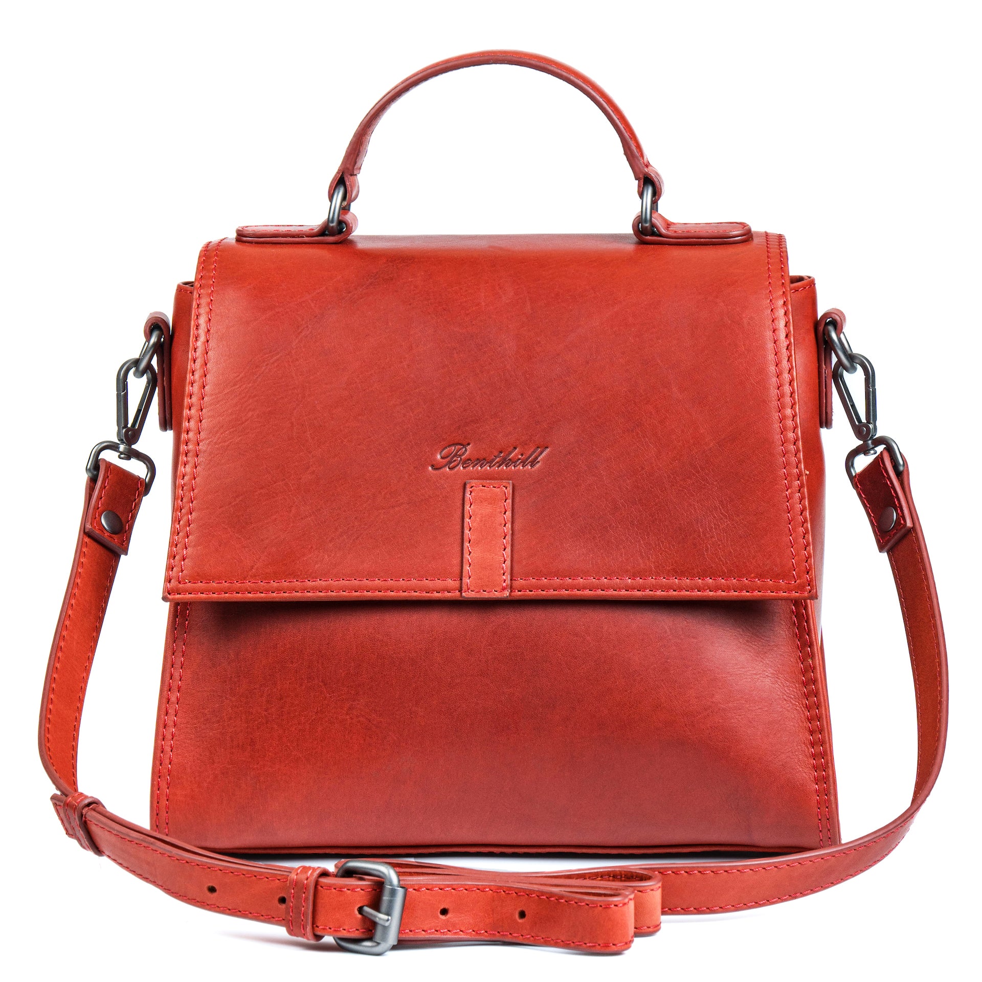 Benthill Kleine Handtasche Damen Echt Leder | Henkeltasche aus hochwertigem Rindsleder | Kleine Vintage Tasche Hobo Bag Beutel