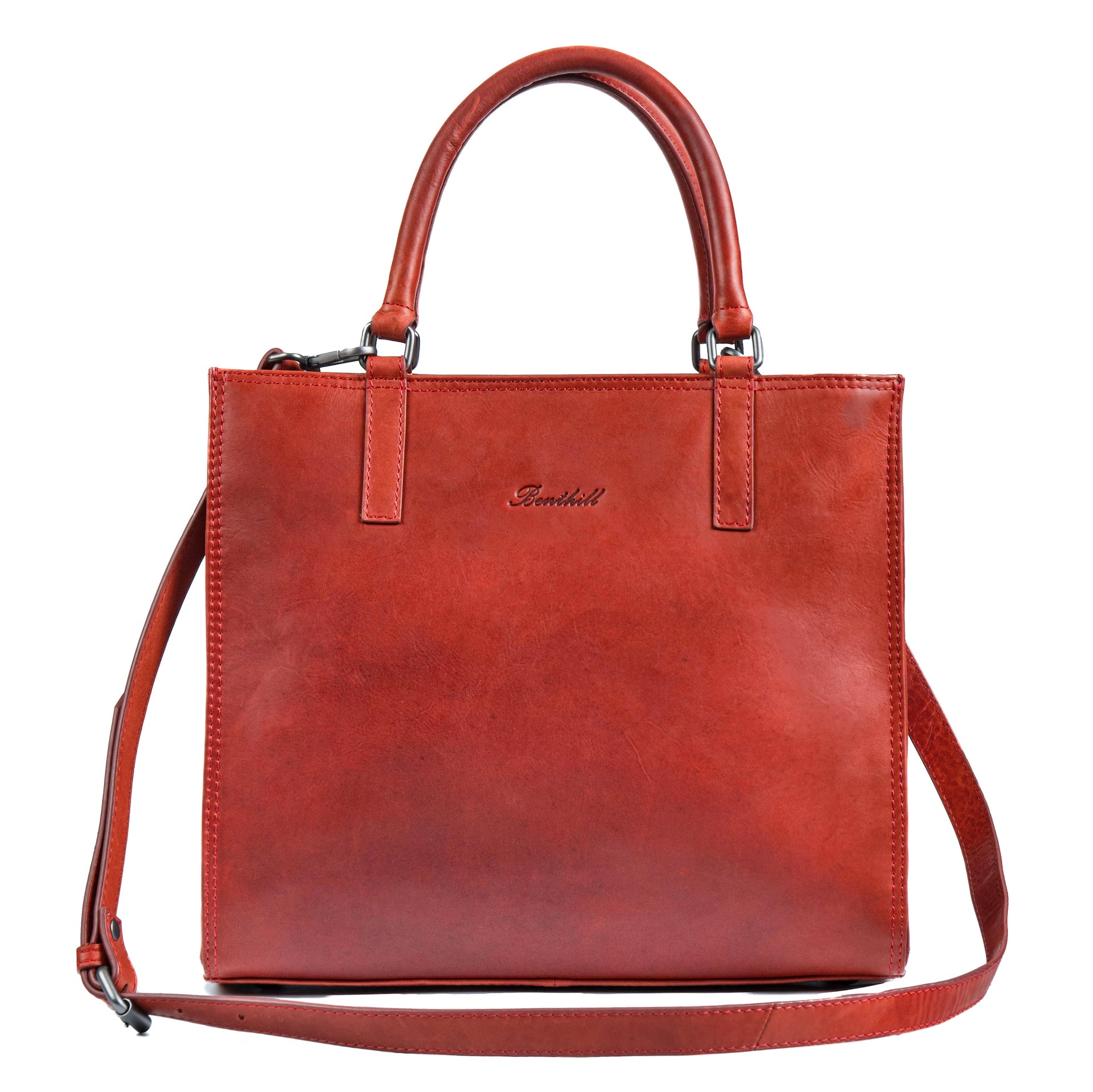 Benthill Handtasche Damen Echt Leder | Hochwertige Tasche aus echtem Rindsleder | Vintage Henkeltasche mit Fächern | Damen Schultertasche Gross mit viel Platz