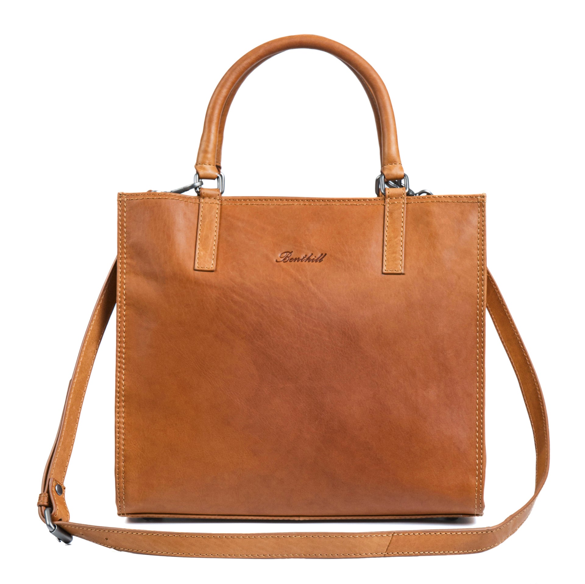 Benthill Handtasche Damen Echt Leder | Hochwertige Tasche aus echtem Rindsleder | Vintage Henkeltasche mit Fächern | Damen Schultertasche Gross mit viel Platz